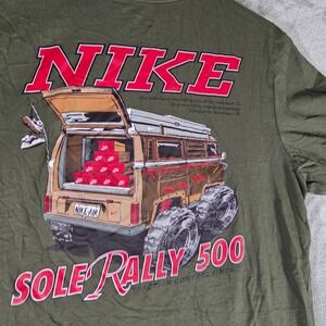 Nike Graphic T-Shirt Sole Rally 500‎ Olive Green Cotton Tee Men's M